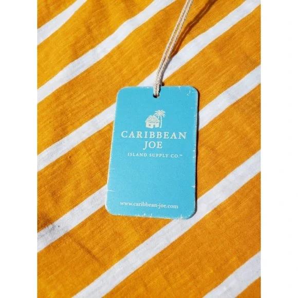 Caribbean Joe Roll Tab Shirt Women's Large Orange Striped V-Neck Long Sleeve Top - Picture 9 of 12